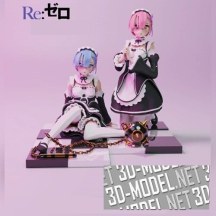 3d-модель Re-zero Rem and Ram две фигурки