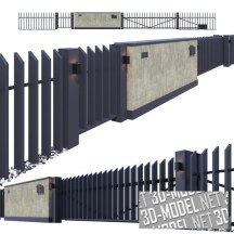 3d-модель Забор и откатные ворота