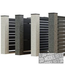 3d-модель Забор из бетона и металла