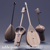 3d-модель Казахские национальные музыкальные инструменты – домбра и кобыз
