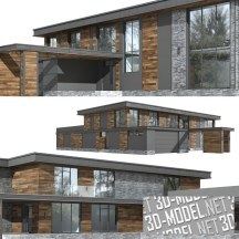 3d-модель Дом в стиле Райта с подсветкой и без