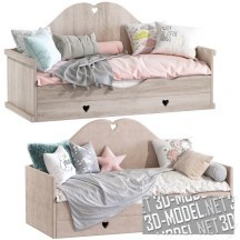 3d-модель Детская кровать с фигурным бортом и декоративными подушками