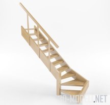3d-модель Деревянная лестница на 10 ступеней