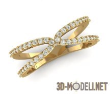 3d-модель Золотое кольцо с 57 бриллиантами