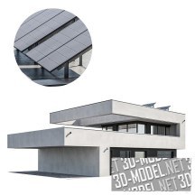 3d-модель Современная двухэтажная вилла с большим балконом