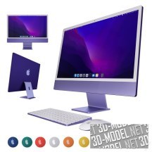 3d-модель Монитор iMac 24 2021, клавиатура и мышь от Apple