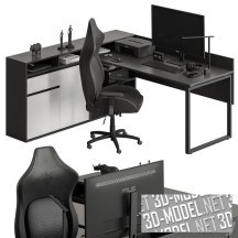 3d-модель Офисное рабочее место с креслом Razer
