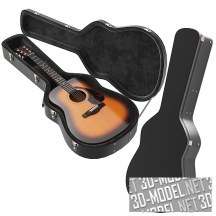 3d-модель Гитарный кофр с акустической гитарой Fender